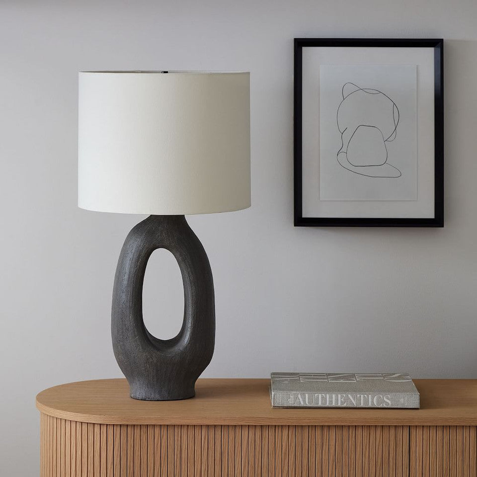 ModernGlow – Resin Tafellamp met Linnen Scherm
